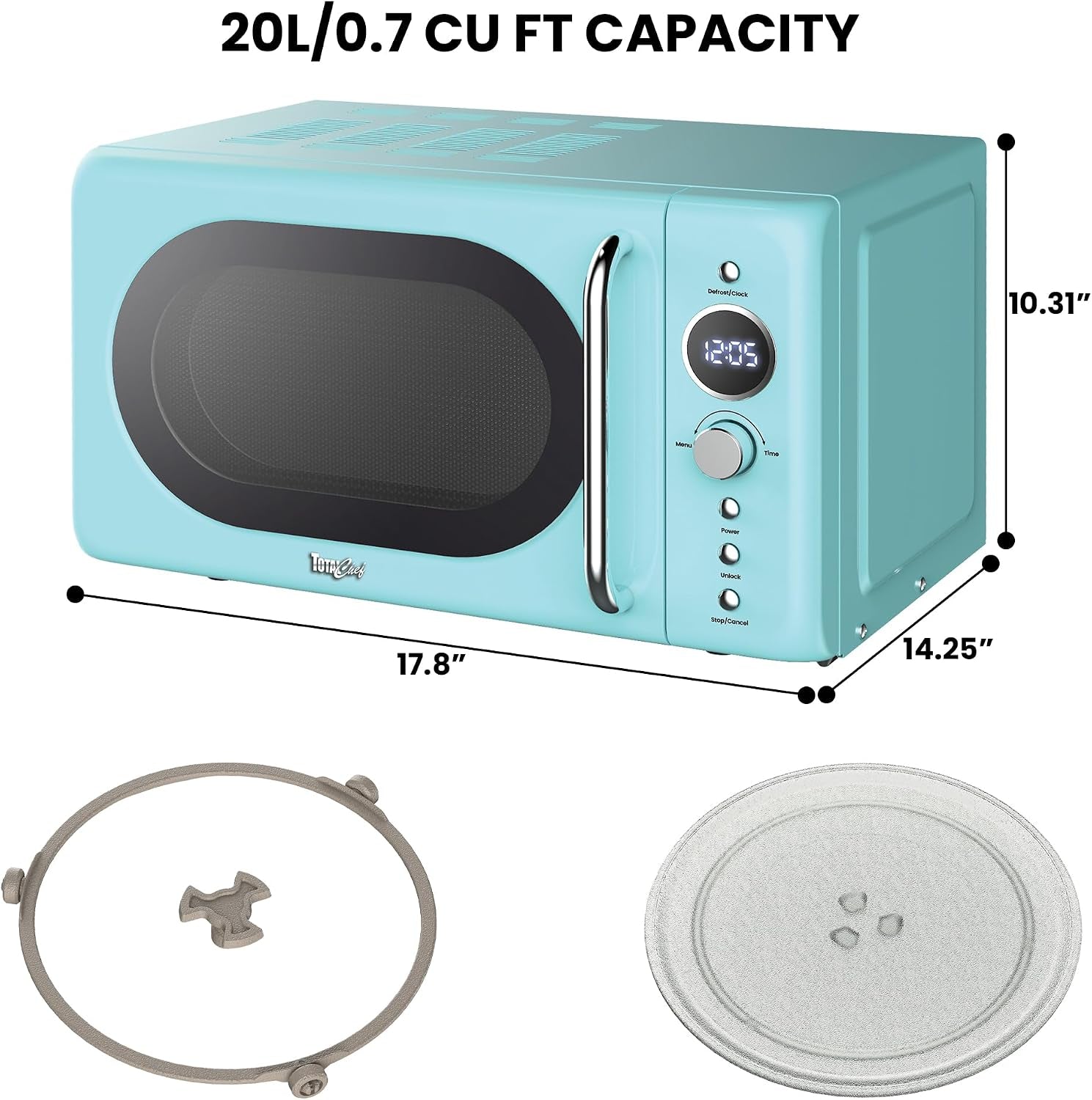 retro-microwave-oven-20l-0-7-cu-ft-quick-start-defrost-by-weight-time-8-pre-set-cooking-modes-for-coffee-rice-pasta-potato-reheat-fish-pizza-popcorn-700w-blue