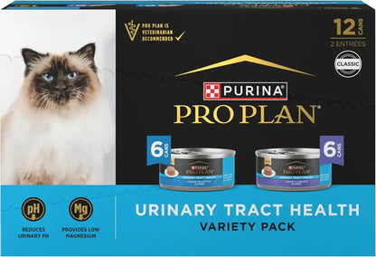 Purina Pro Plan Urinary Tract Health Pate Cat Food Variety Pack, Turkey and Giblets, and Ocean Whitefish Entrees - (Pack of 12) 5.5 Oz. Cans1