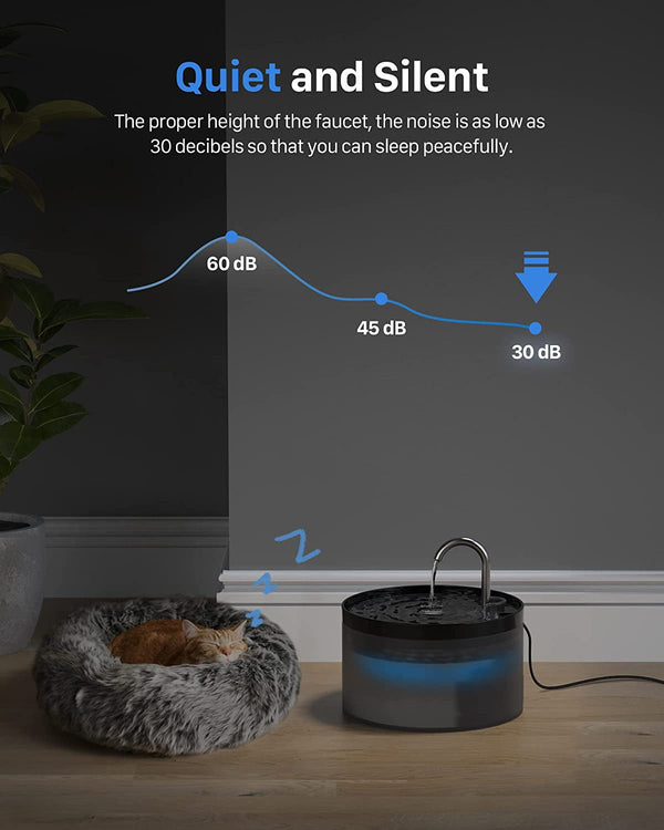 Cat Water Fountain: Dog Bowl Fountains - Automatic Pet Dispenser - Dogs Drinking Waterer Bowls Indoor - Auto Watering Dish Supplies - Easy Cleaning Animal Machine - Quiet 67Oz/2L Kitty Drink Fountain6