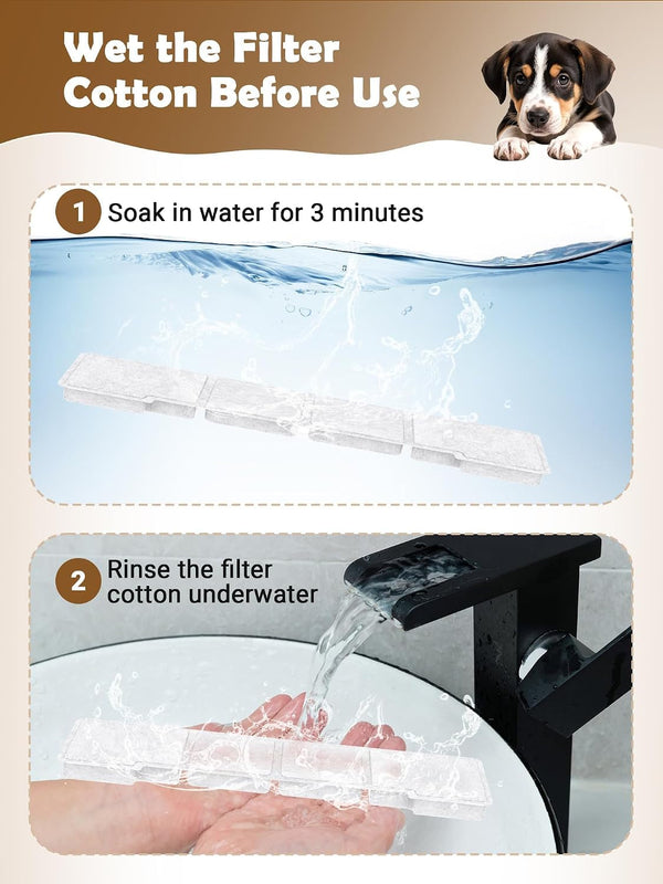 Kastty 15L Dog Water Fountain Filter Replacement for FS76 FS78 FS79 | Filter Made of Activated Carbon and PP Cotton, 8 Pack Pet Fountain Filters 8 Pack Pre-Filter Sponge with 8 Pump Sponge L054