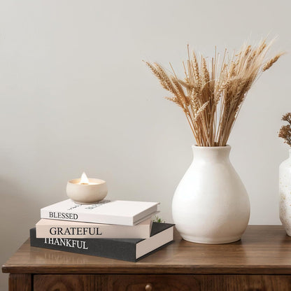Set of 3 Thankful Grateful Blessed Decorative Books for Home Decor | Linen Faux Books, Stacked Neutral Modern Aesthetic Fake Storage Boxes, Coffee Table, Bookshelf or Mantle Display5