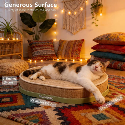 Large Sisal Cat Scratcher Lounge, 2-In-1 Cat Bed with Durable Base & Plush Foam Cushion, Non-Shedding Cat Scratching Pad for Indoor Cats,22"X14", No Mess Furniture Protector7