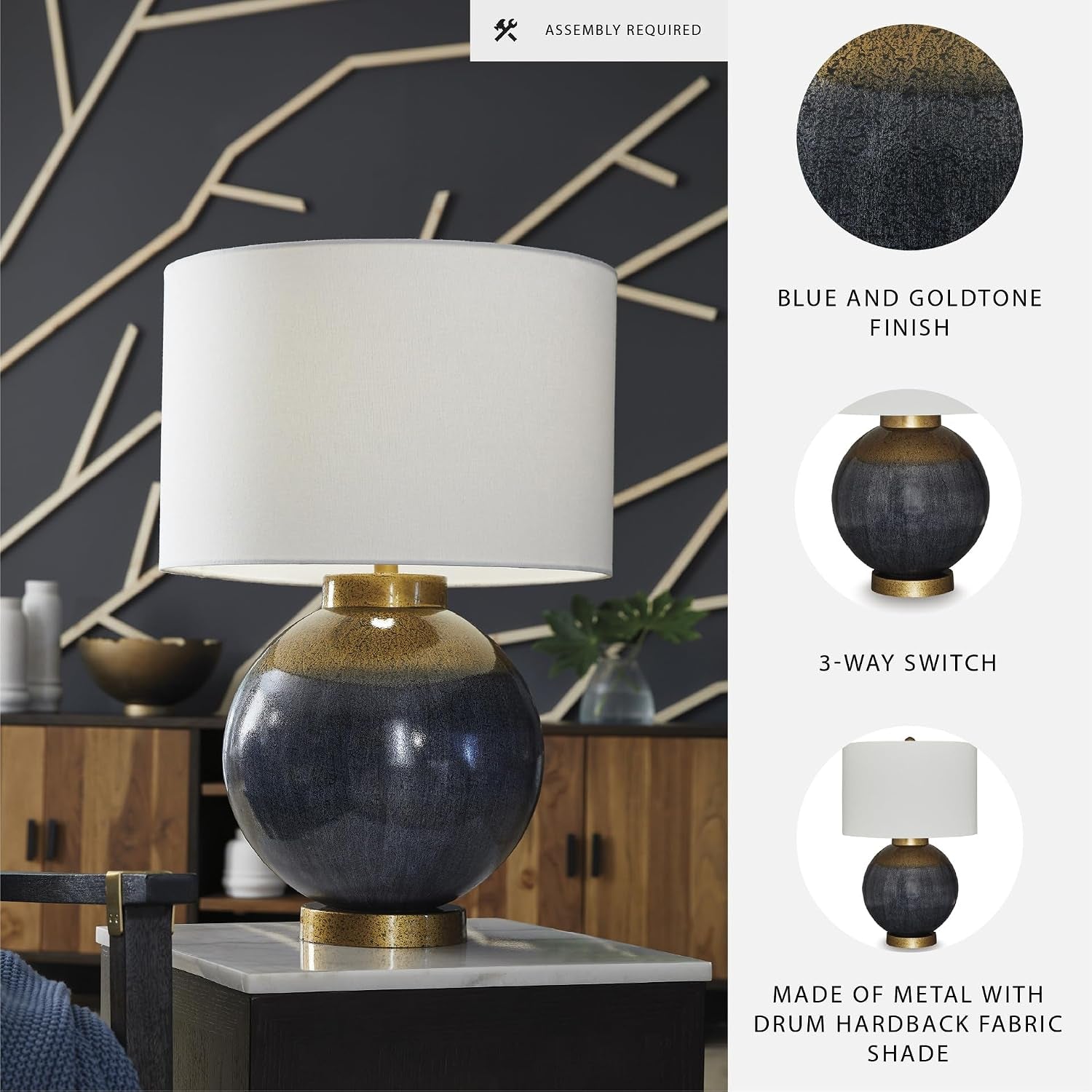 signature-design-by-ashley-table-lamp-retro-blue-with-gold-base-dark-fabric-drum-shade-over-a-gold-table-lamp-base-with-3-way-switch-tall-table-lamps-for-living-room-adara-series