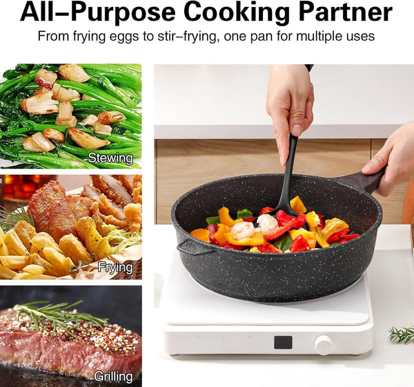 Nonstick Deep Frying Pan Skillet with Lid, 11 Inch | Saute Pan, Healthy, Induction Compatible, PFOA Free6