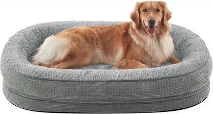 JOEJOY Orthopedic Dog Beds Large Sized Dog, XL Egg-Crate Memory Foam Pet Couch Bed with Bolster Sides, Waterproof Lining, Removable Washable Cover & Non-Slip Bottom, Grey31