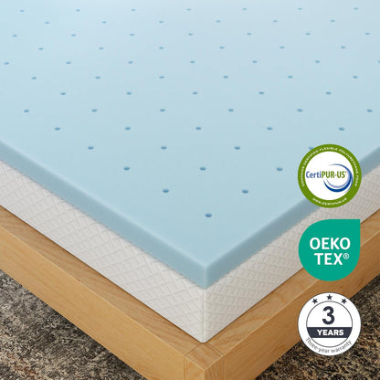 EGOHOME 2 Inch Queen Memory Foam Mattress Topper- Cooling Gel Infused | Pressure Relieving Pad in a Box, Dorm Room Essentials, Certipur Certified, Blue9