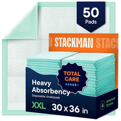 Chucks Pads Disposable - 30X36 Underpads [50-Pack] Incontinence Chux Pads | Absorbent Fluff Protective Bed Pads, Extra Large Pee Pads for Kids Adults & Elderly, Leak Proof Puppy Pads for Training1
