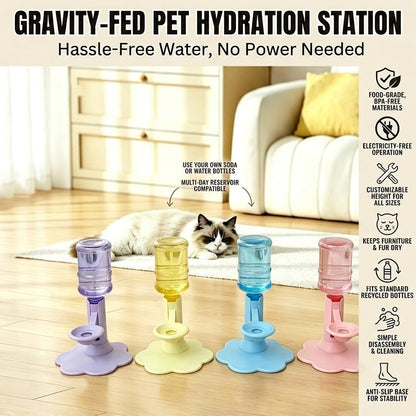 Cat Water Dispenser Stand – Spill-Proof Pet Water Bowl Adjustable Elevated Stand, Automatic Water Renewal, Detachable Easy Clean, Indoor Outdoor Use (Blue,Base+Bottle)3