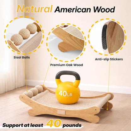 Sisal Cat Scratchers for Indoor Cats - 26.2" Large Cat Scratching Board, Wooden Cat Bed with Scratch Pad, Modern Cat Furniture for Lounging/Sofa Protector3