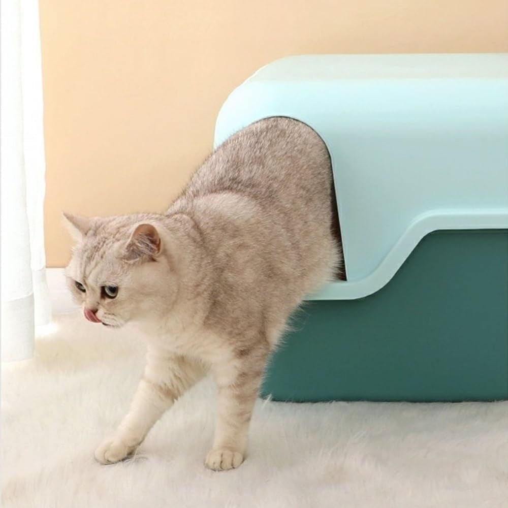 pet-supplies-enclosed-cat-litter-box-with-lid-scoop-anti-splash-hooded-tray-easy-clean