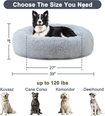 ELSKER&HOME 39'' Donut Dog Bed, Calming Dog Bed for Large Sized Dog | Washable, Warming Soft, for Large Dogs, Anti-Anxiety Fluffy Plush Cushion, Fits up to 120 Lbs Pets2