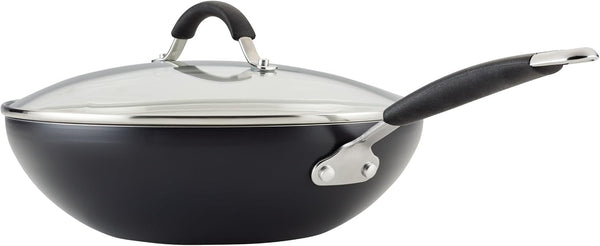 Cucina Ceramic Nonstick Stir Fry Pan and Lid, 11 Inch Non Stick Wok Pan, Dishwasher Safe - Peppercorn12