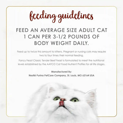 Purina Fancy Feast Tender Beef Feast Classic Grain Free Wet Cat Food Pate - (Pack of 24) 3 Oz. Cans7