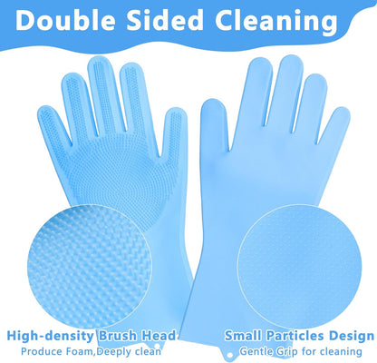 Pet Grooming Gloves—Dog Washing Gloves with High-Density Teeth | Dog Bath Scrubber with Enhanced Five Finger Design, Silicone Gloves for Dogs and Cats Bathing, Massage (Blue)4