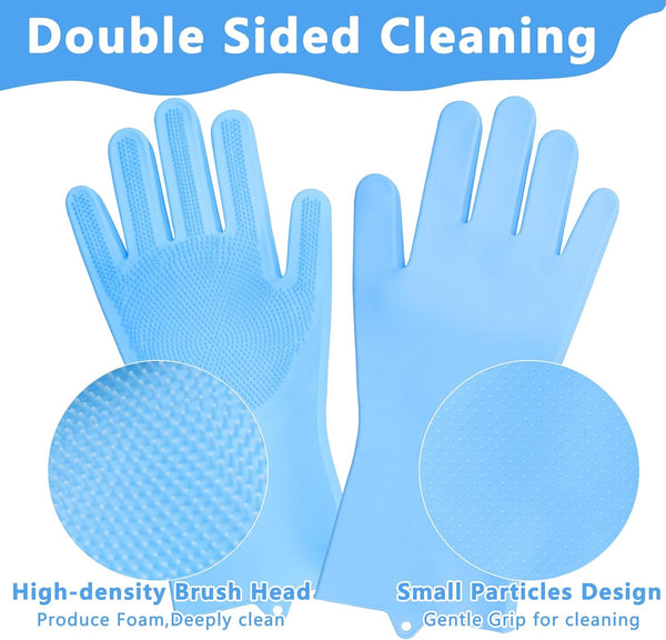 Pet Grooming Gloves—Dog Washing Gloves with High-Density Teeth | Dog Bath Scrubber with Enhanced Five Finger Design, Silicone Gloves for Dogs and Cats Bathing, Massage (Blue)4