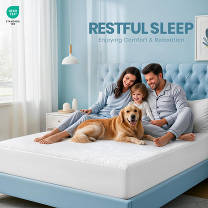 Waterproof Full Size Mattress Protector Fits Upto 15" Deep Mattresses |  200 GSM Soft & Breathable Mattress Cover, Dirt-Proof, Noiseless, Machine Washable Fitted Sheet Style, Gray8