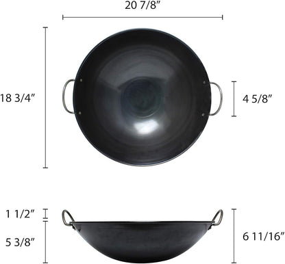 - 19-Inch Steel Wok with Curved Rim - Traditional Stir Fry Pan for Chinese Japanese and Cantonese Cooking Ideal for Grilling Frying and Steaming Made in Taiwan5