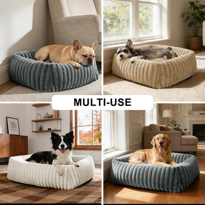 FURTIME Dog Bed for Small Dogs, Cat Beds for Indoor Cats Washable, Orthopedic Rectangle Soft Calming Puppy Bed with Removable Cover, Durable Pet Cuddler with Anti-Slip Bottom, Grey, S (20"X19"X6")6