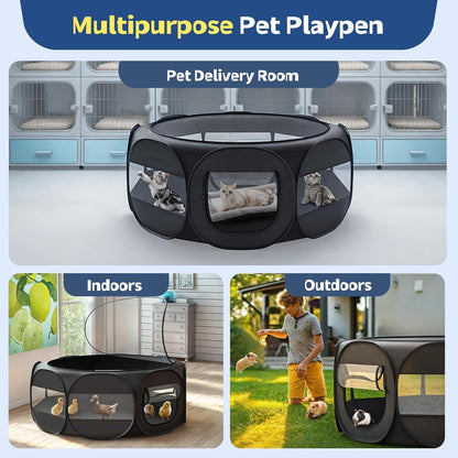 Small Animal Playpen, Chicken Brooder Box with Cover Top, Black | Portable Outdoor Exercise Pet Cage Tent, Waterproof Breathable Pet Playpen Indoor for Chick Ktiien Bunny Hamster Guinea Pig7