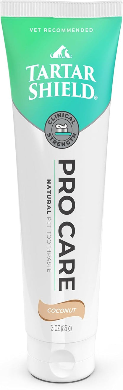Tartar Shield® Pro Care Dog & Cat Toothpaste, VOHC Accepted, 3 Oz. | Clinically Proven Plaque, Tartar & Halitosis Reduction | Human-Grade Natural Ingredients | Coconut Flavor | Made in the USA1