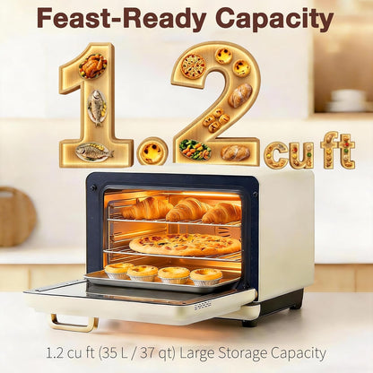 Toaster Air Fryer Oven Combo, Countertop Convection Cooker with Bake & Fry, 1.2 Cu.Ft Large Capacity Combi Steam Oven, 32 Preset Recipes, Smart Touch Precise Temp Control, Multi-Stage CT7666