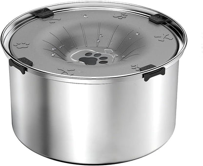SCHITEC No Spill Dog Water Bowl for Large Dogs, 5.6L / 1.5 Gallon Stainless Steel Splash-Proof Slow Drinking Pet Dish with Floating Disk & Non-Slip Base, Mess-Free Design for Home or Travel-Gray1