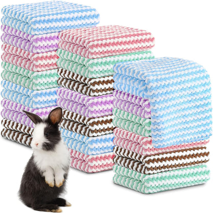 Moukeren 20Pcs Guinea Pig Fleece Bedding Blankets Bulk Washable Small Animal Fleece Cage Liners Pet Wash Cloth Sleeping Mat Cover for Hamster Chinchilla Rabbit Hedgehog(Multicolor, 12 X 12 Inch)8