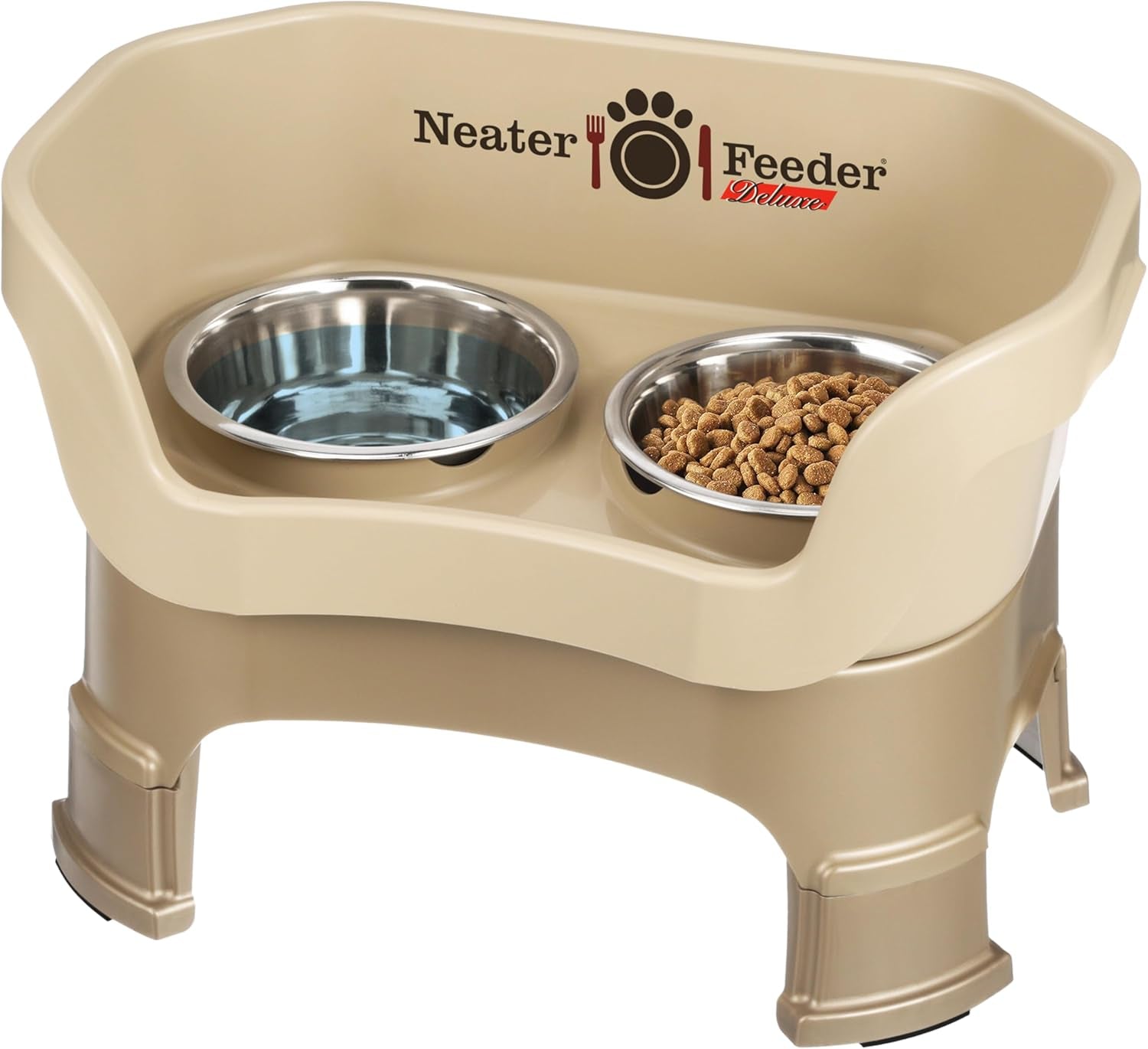 neater-feeder-deluxe-mess-proof-elevated-dog-bowls-for-small-dogs-up-to-19-lbs-2-height-adjustable-6-7-5-no-spill-raised-dog-bowl-stand-stainless-steel-food-bowl-set-made-in-usa-cappuccino