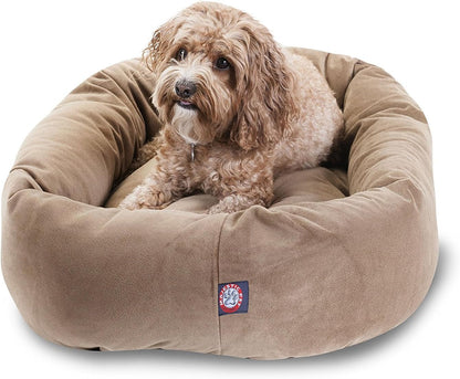 Majestic Pet 32 Inch Suede Calming Dog Bed Washable – Cozy Soft round Dog Bed with Spine Support for Dogs to Rest Their Head - Fluffy Donut Dog Bed 32X23X7 (Inch) - round Pet Bed Medium – Sage57