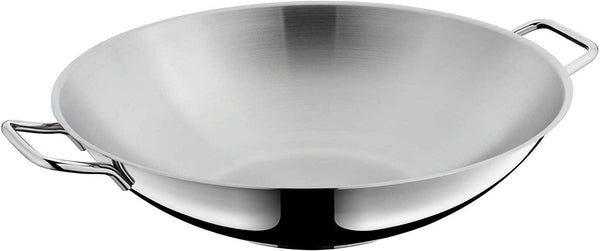 Macao Induction Wok Set, 2 Pieces, Wok Pan 36 Cm with Glass Lid, Polished Cromargan Stainless Steel, Uncoated3
