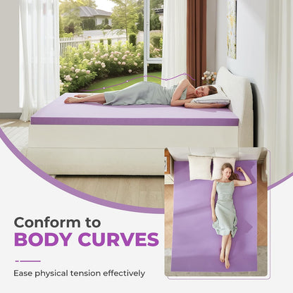 Mattress Topper Twin XL, 2 Inch Gel Memory Foam Mattress Topper for College Dorm, Ventilated Soft Mattress Pad, Bed Topper, Certipur-Us Certified3