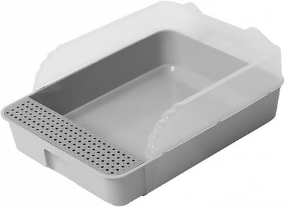 Semi-Enclosed Cat Litter Pan Toilet, Detachable Anti-Splash Durable Polymer Kitten Litter Box, Small Grey Potty for Indoor Cat Housebreaking1