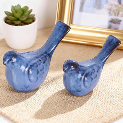 Ceramic Bird Figurines Home Decor, Blue Love Birds Statue for TV Stand Accent, Ceramic Snimals Sculpture Farmhouse Small Decor for Shelves, or Coffee Table, Book Shelf, Side Table Decorative5