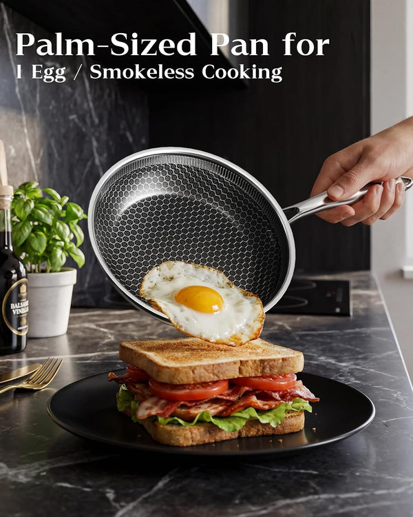Frying Pan Nonstick with Lid, Honeycomb, Pfas-Free, All Cooktops | Non Stick Frying Pans, Induction Cookware, Pfas-Free Coating; Lid & Stay-Cool Handle; Even Heating; All Cooktops3