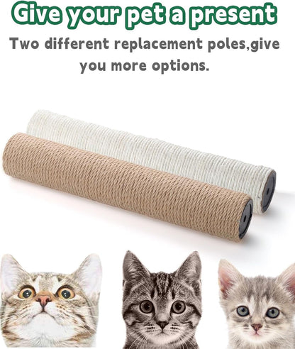 BNOSDM M8 15.75”X3.15” Replacement Scratching Post for Cat Tree Tower Rope Scratch Poles Refill 2 Pcs Natural Sisal Pole Part for Refurbishment Hemp White7