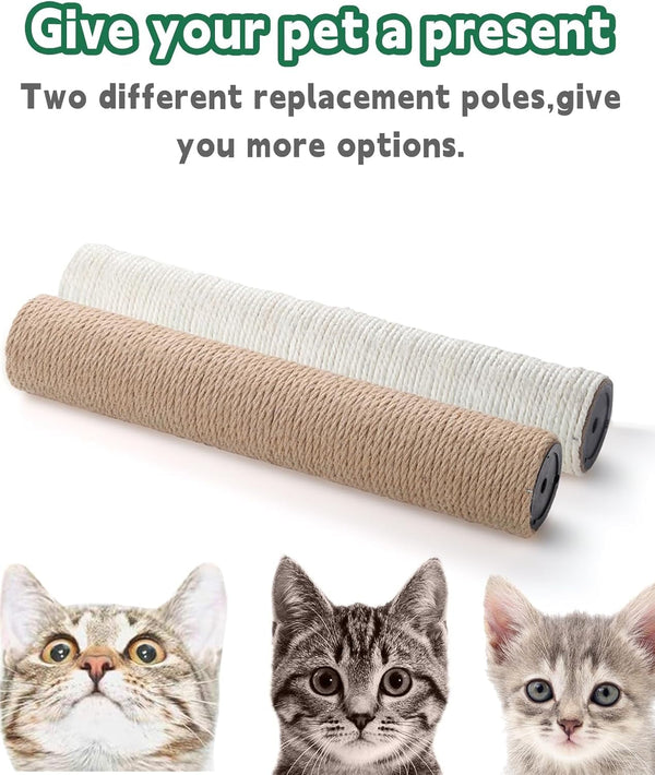 BNOSDM M8 15.75”X3.15” Replacement Scratching Post for Cat Tree Tower Rope Scratch Poles Refill 2 Pcs Natural Sisal Pole Part for Refurbishment Hemp White7