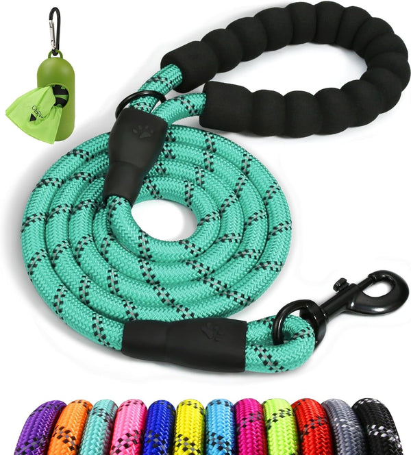 Taglory Rope Dog Leash for Medium Large Dogs, 6 FT Padded Handle, Black | Climbing Rope for Strong Pullers, Reflective for Night Walks and Training, Comfortable Grip, Anti-Tangle Swivel Clip 1/2 Inch17