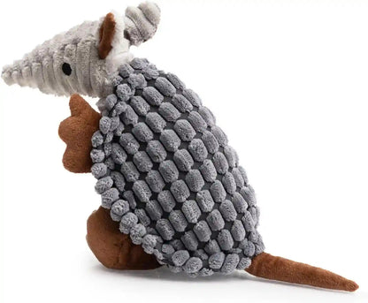 Hollypet Plush Dog Squeaky Toy Stuffed Armadillo Animal Pet Puppy Chew Toys with Clean Teeth for Small Medium Large All Breed Sizes Dogs, Gray, 8 In23