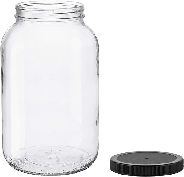 1 Gallon Glass Jar, Black Plastic Lid | Wide Mouth, USDA Certified, Bpa-Free, for Fermenting, Storing, Canning1