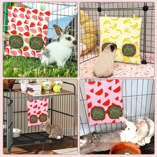 UPINS 3Pack Guinea Pig Hay Feeder Bag,Bunny Rabbit Cage Bag Hanging Holder | Guinea Pig Cage Feeder,For Bunny Rabbits,Chinchillas,Hamsters,Small Pets,And Animals7