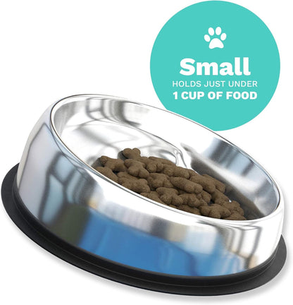 Enhanced Pet Bowl, Stainless Steel Slanted Dog Bowl with Raised Ridge for Flat-Faced Dog Breeds or Cats, Food-Grade Non-Slip No Spill Bowl for Dogs, Less Mess, Less Gas, and Better Digestion (Small)2