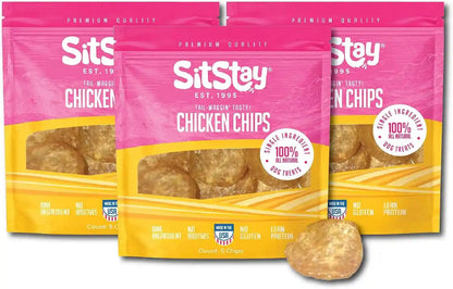Sitstay Chicken Chips Dog Treats, Chicken Chips for Dogs - Single Ingredient Dog Treats - Dehydrated, 80% Protein Low Fat - Training Rewards - All Breeds & Life Stages - Made in USA - 4 Oz8