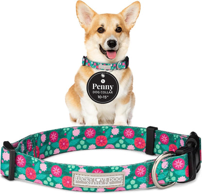 Lucky Love Dog - Easy Click Buckle Dog Collar with Leash Set Combo, Durable & Comfortable for Male & Female Dogs, Pet Collar for Medium Dogs, Secure Fit - Blackbird Combo, Medium75