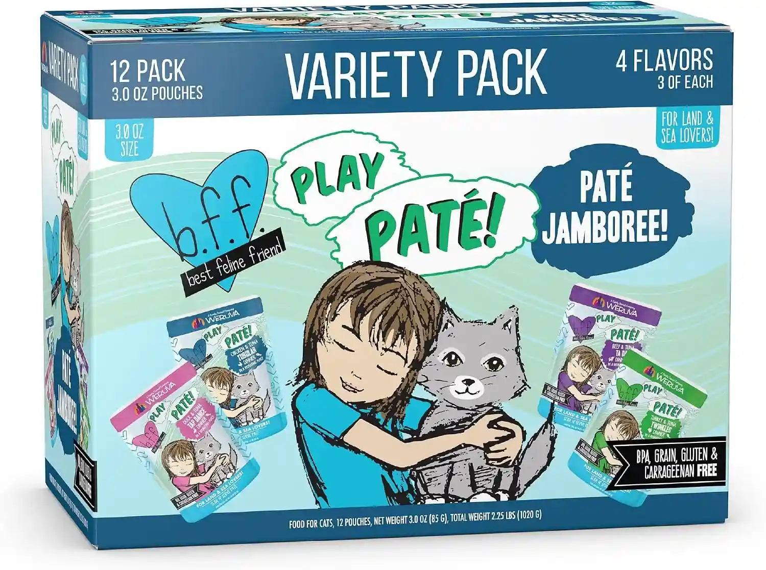 weruva-b-f-f-play-best-feline-friend-pate-lovers-aw-yeah-pate-partay-variety-pack-3oz-pouch-pack-of-12