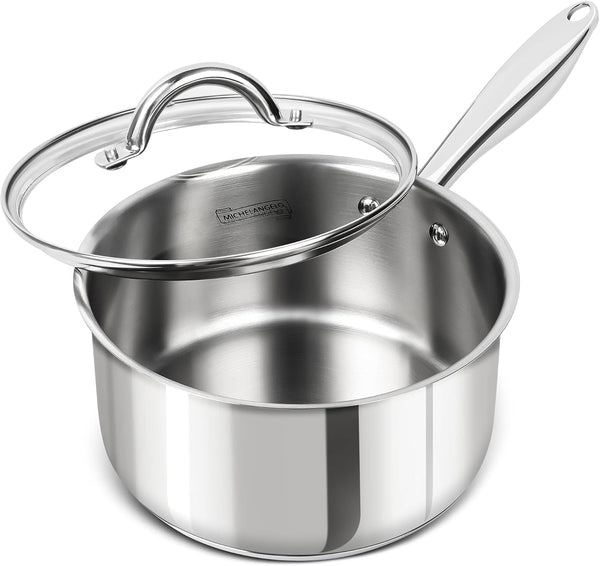 3 Quart Saucepan with Lid, 18/10 Stainless Steel Sauce Pan with Tri-Ply Bottom, 3QT Sauce Pot, Induction Compatible1