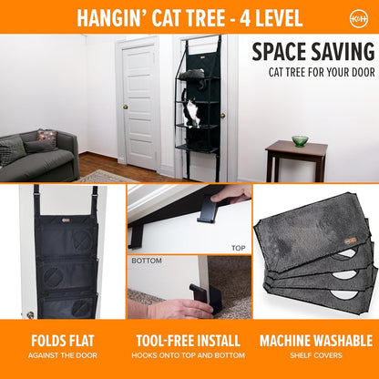 K&H Door Cat Tree, over the Door Cat Furniture - Gray, Fits Doors <80In H3