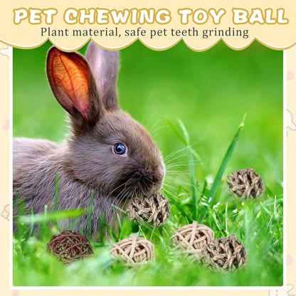 24 Pcs Bunny Chew Grass Balls Rolling Chew Toys for Small Animals | Bunny Gnawing Treats, Natural Chew Grass Toys, Rolling Play Balls, Small Animal Cage Enrichment Toy6
