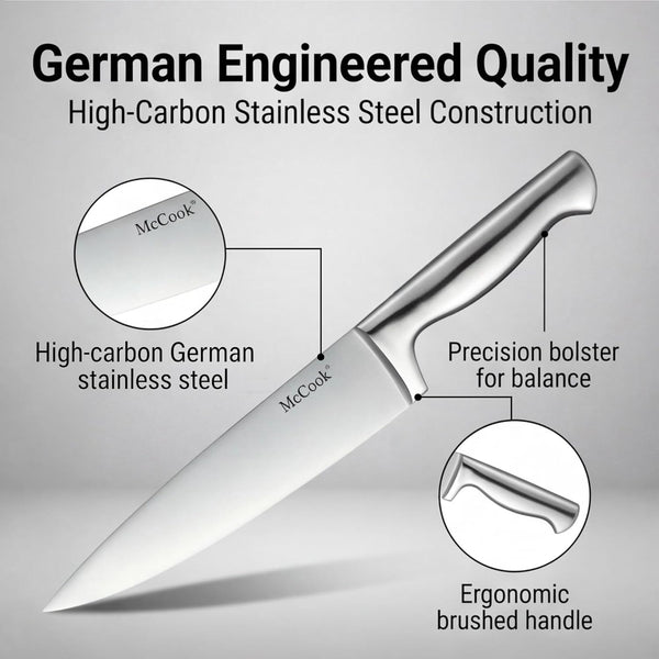 Knife Set Kitchen Steel Knife Block Set W Built-In Sharpener | German Forged Stainless Steel,15 Pc,Razor Sharp,Non-Stick&Anti-Rust,Ergonomic Handle,Full Tang,Gift Box4