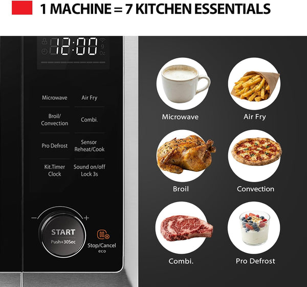 Optichef Series Countertop Microwave Oven with Air Fryer, Inverter, Convection, Broil, Smart Sensor, 1.0 Cu.Ft, 1000W, Stainless Steel3