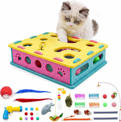 41 Pcs Interactive Cat Toys for Indoor Cats, Kitten Toys with Soft Pillow, Catnip Toys, Chew Rope, Feather Wand, Springs and Balls for Indoor Kittens10